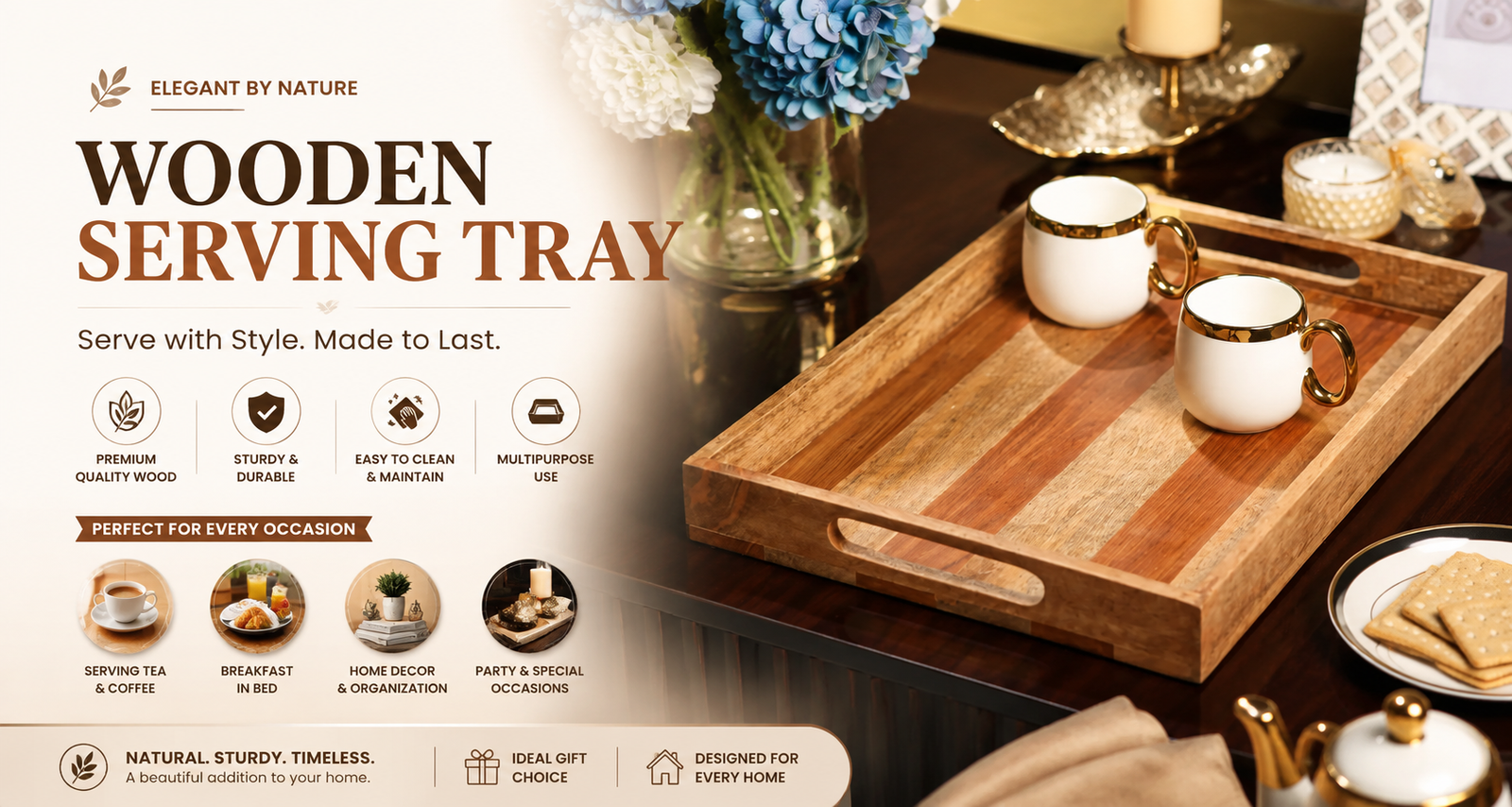 Premium Wooden Tray Set